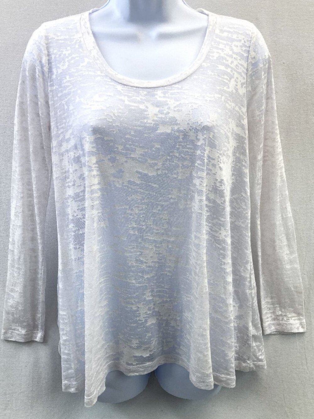 White Forever 21 Long Sleeve Burnout Jersey Top - Size Small